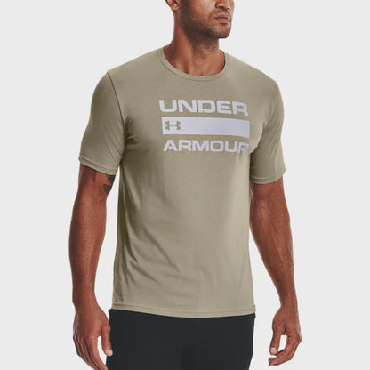 UAA-J7 (Mens team issue wordmark short sleeve tee khaki gray/mod gray) 52292173