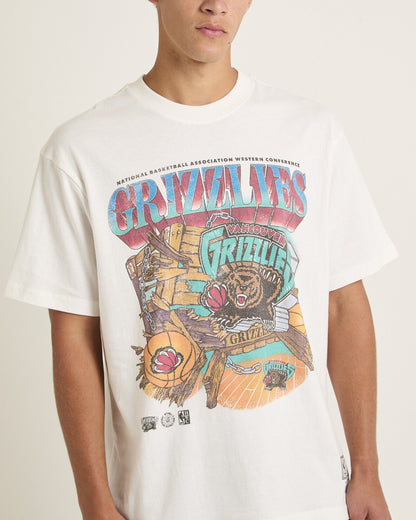 MNA-O39 (Mitchell & ness bevel burst tee grizzlies vintage white) 112493478