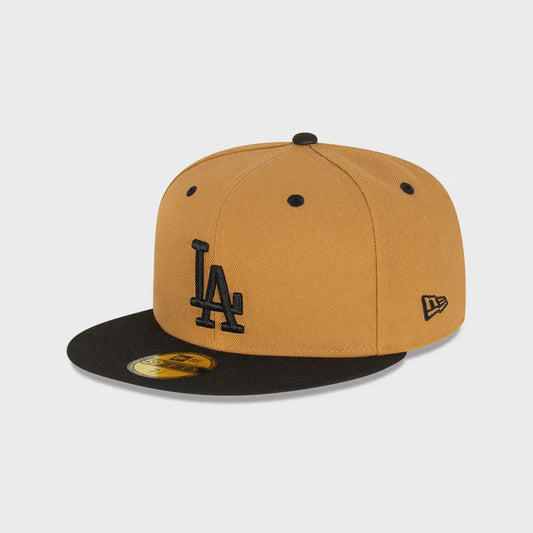 NEC-K53 (New era 5950 multi league wheat black dodgers fitted hat) 72393750