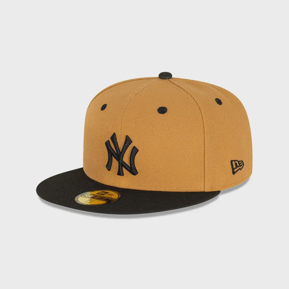 NEC-L53 (New era 5950 multi league wheat black new york yankees fitted hat) 72393750