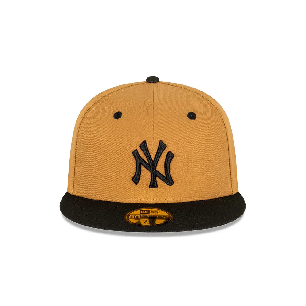 NEC-L53 (New era 5950 multi league wheat black new york yankees fitted hat) 72393750