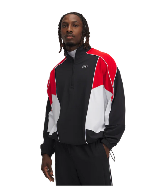UAA-C15 (Under armour mens best level tricot colour block jacket black/red/white) 525910869
