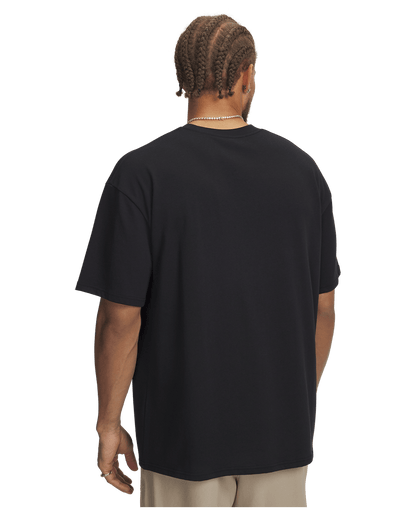 UAA-E16 (Under armour mens heavy weight oversized wordmark short sleeve tee black/field khaki) 102593043
