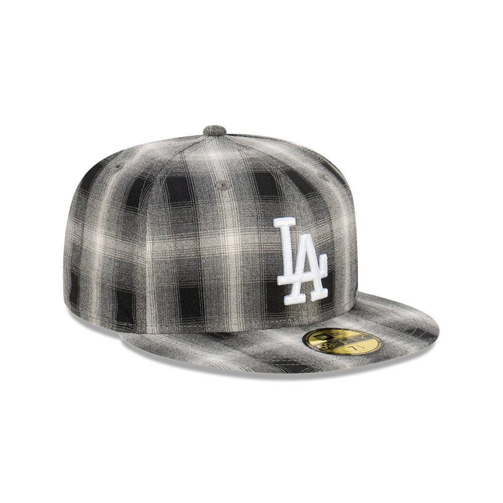 NEC-A48 (New era 5950 full plaid la dodgers fitted hat black/white) 32294190 NEW ERA