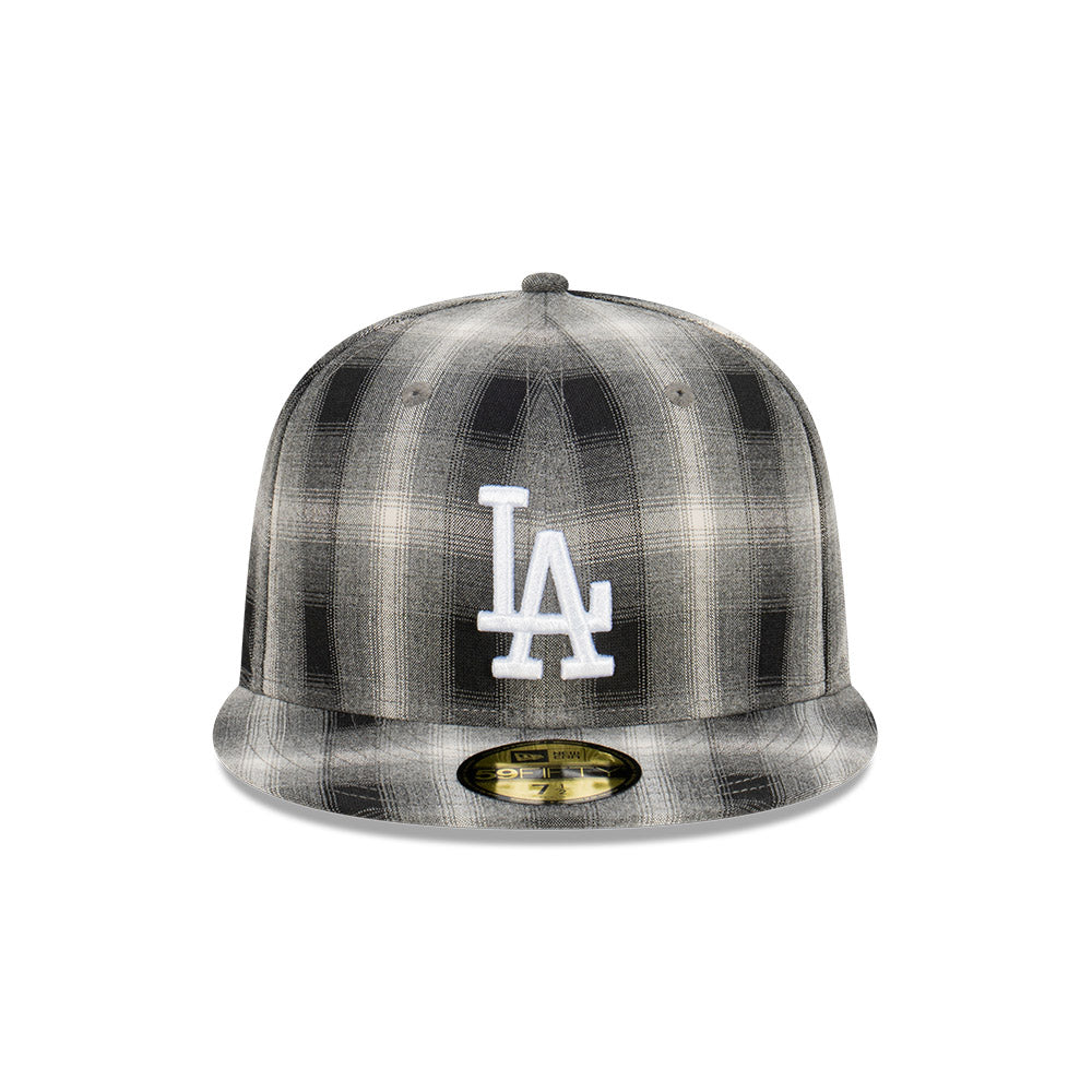 NEC-A48 (New era 5950 full plaid la dodgers fitted hat black/white) 32294190 NEW ERA