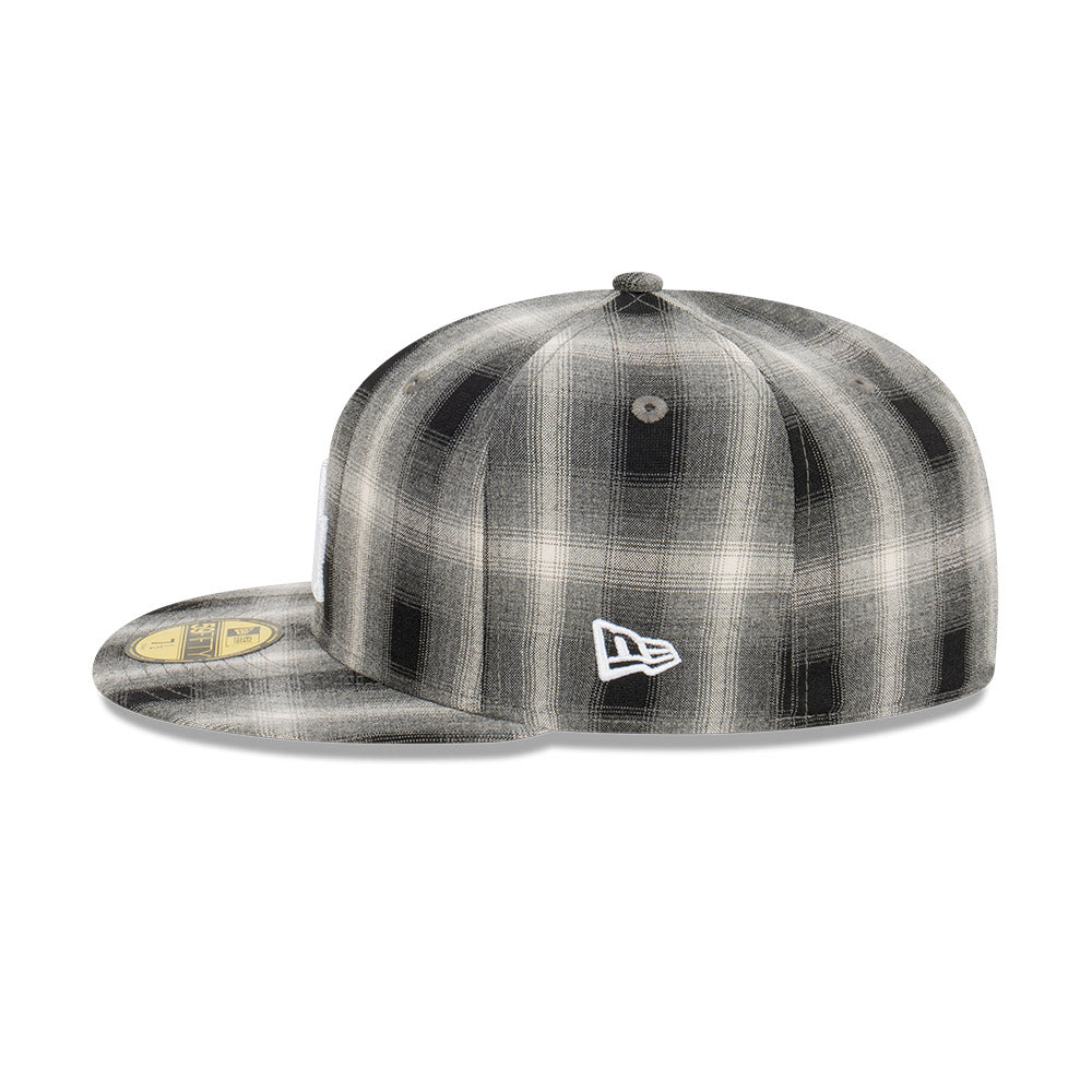 NEC-A48 (New era 5950 full plaid la dodgers fitted hat black/white) 32294190 NEW ERA