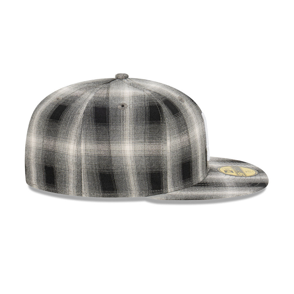 NEC-A48 (New era 5950 full plaid la dodgers fitted hat black/white) 32294190 NEW ERA