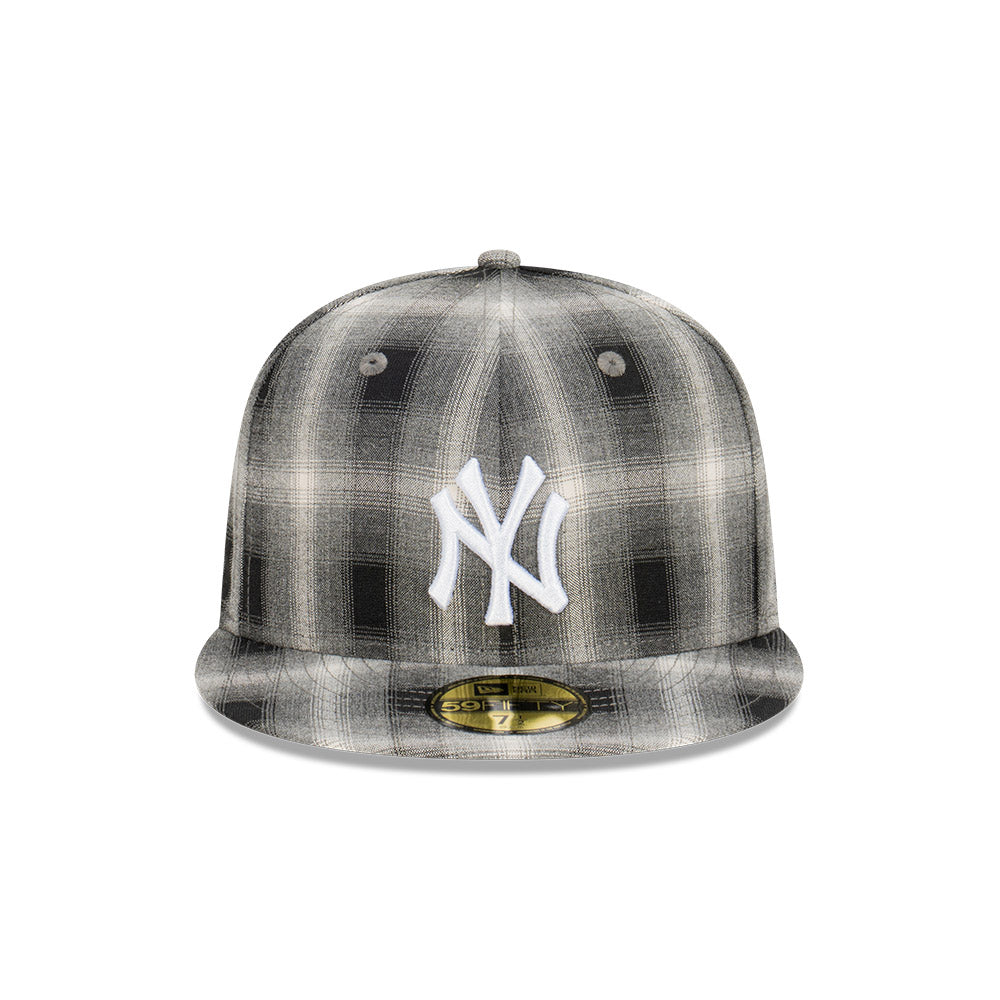 NEC-B48 (New era 5950 full plaid new york yankees fitted hat black