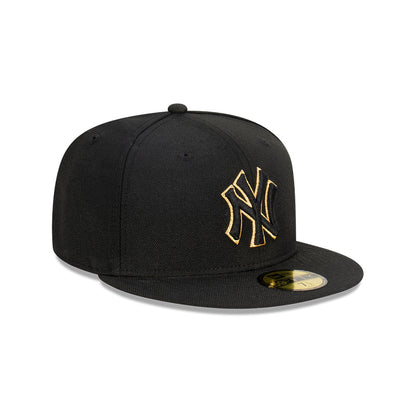 NEC-Y48 (New era 5950 metallic accent new york yankees fitted hat black/mtg) 32293750 NEW ERA