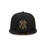 NEC-Y48 (New era 5950 metallic accent new york yankees fitted hat black/mtg) 32293750 NEW ERA