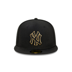 NEC-Y48 (New era 5950 metallic accent new york yankees fitted hat black/mtg) 32293750 NEW ERA