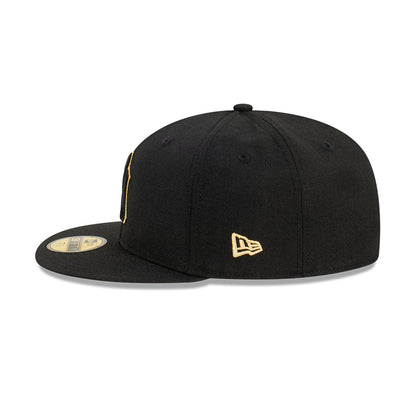 NEC-Y48 (New era 5950 metallic accent new york yankees fitted hat black/mtg) 32293750 NEW ERA