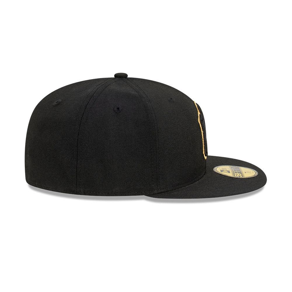 NEC-Y48 (New era 5950 metallic accent new york yankees fitted hat black/mtg) 32293750 NEW ERA