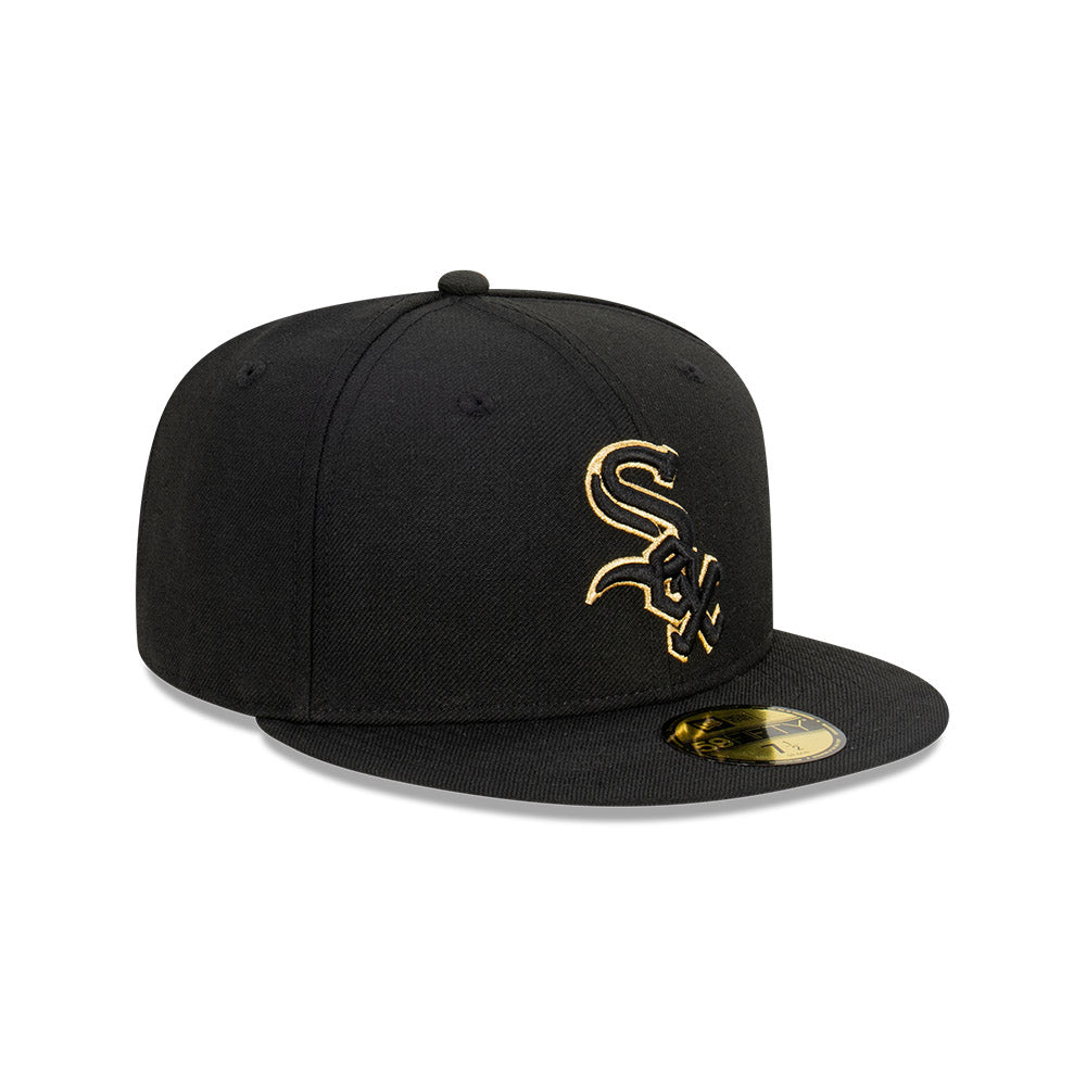 NEC-A49 (New era 5950 metallic accent chicago white sox fitted hat black/mtg) 32293750 NEW ERA