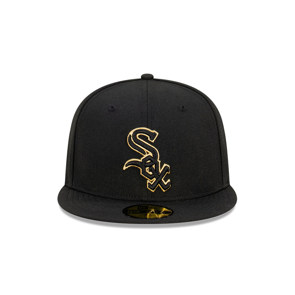 NEC-A49 (New era 5950 metallic accent chicago white sox fitted hat black/mtg) 32293750 NEW ERA