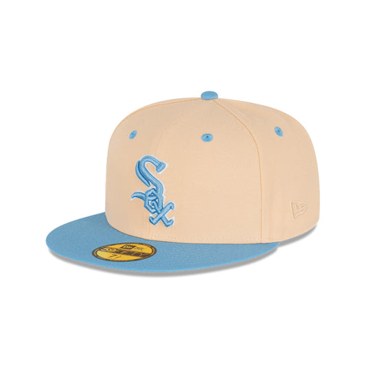 NEC-X52 (New era 5950 ice latte chicago white sox fitted hat mango mocha/sky blue) 72393750