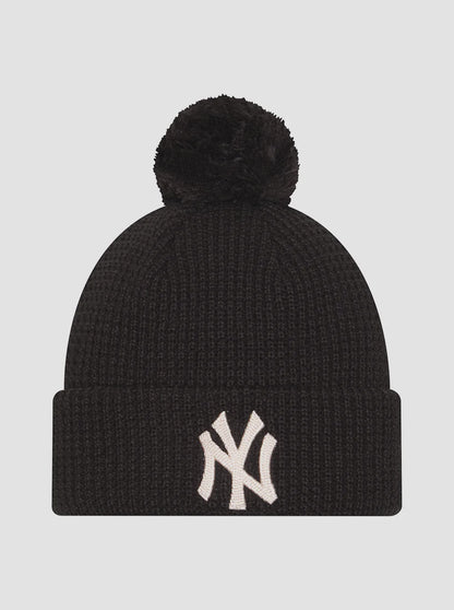 NEC-J69 (New era new york yankees knit waffle chainstitch beanie black osfm) 102591869