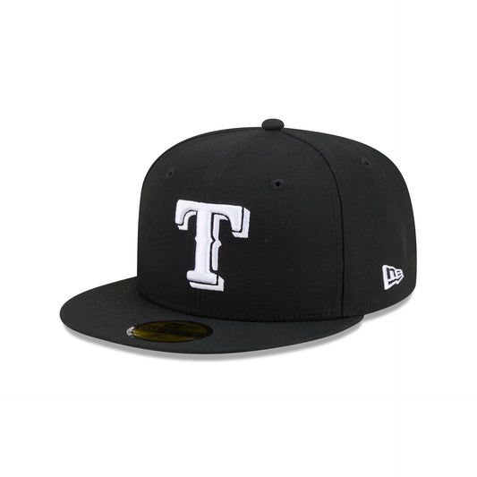 NEC-N74 (New era 5950 texas rangers fitted hat black/white) 82693750