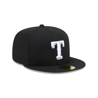 NEC-N74 (New era 5950 texas rangers fitted hat black/white) 82693750