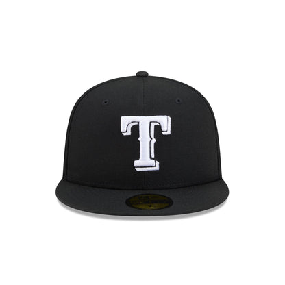 NEC-N74 (New era 5950 texas rangers fitted hat black/white) 82693750