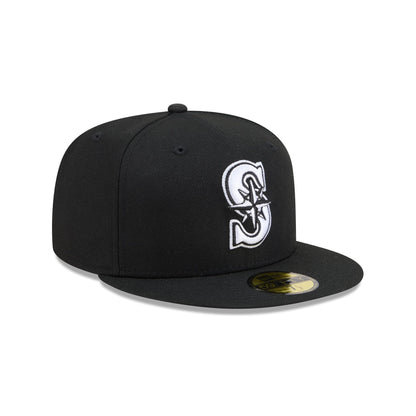 NEC-L74 (New era 5950 seattle mariners fitted hat black/white) 82693750