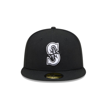 NEC-L74 (New era 5950 seattle mariners fitted hat black/white) 82693750