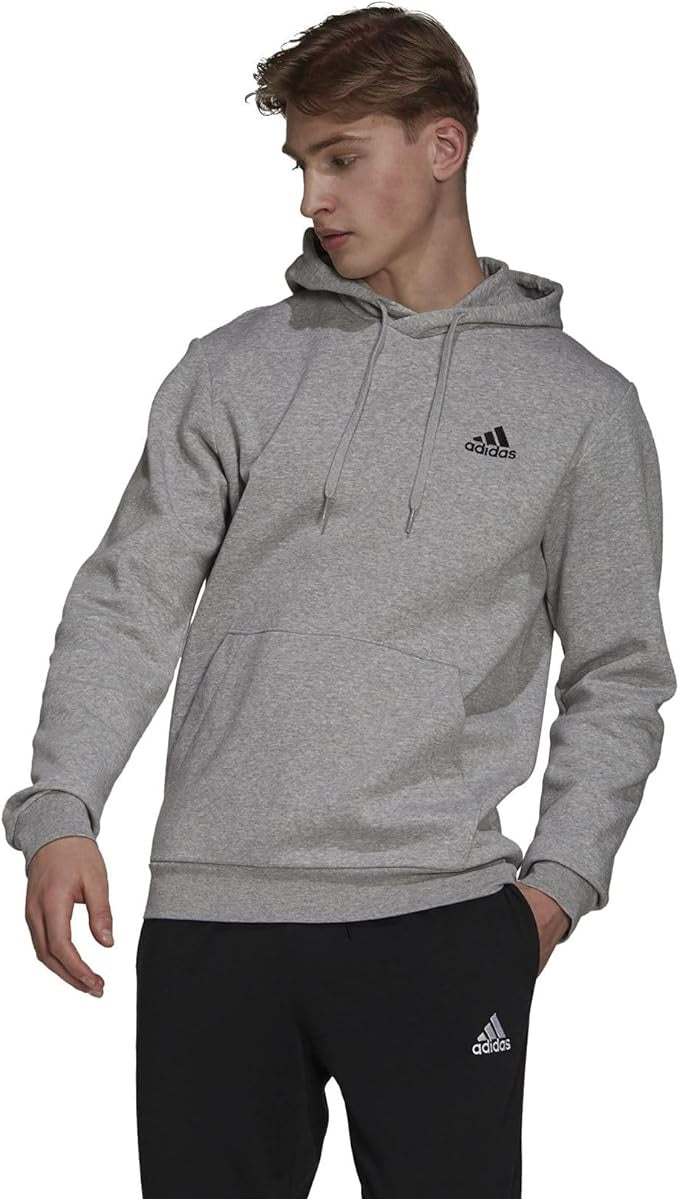 AA-F23 (Adidas essentials feel cozy fleece hoodie medium grey heather/black) 32493610