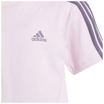 AA-R21 (Adidas essentials 3-stripes tee and shorts set clear pink) 92392815