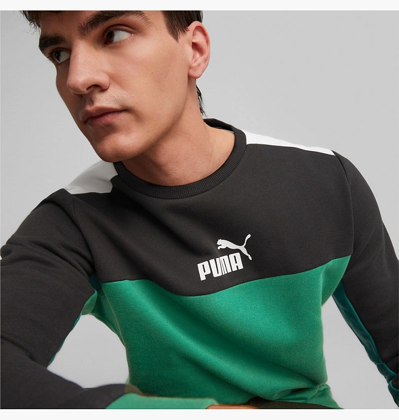 PA-T8 (Puma essentials + block fleece crew sweatshirt vine/black) 92394500 PUMA