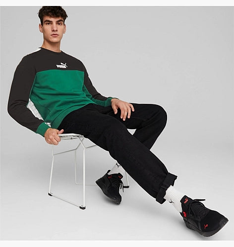 PA-T8 (Puma essentials + block fleece crew sweatshirt vine/black) 92394500 PUMA