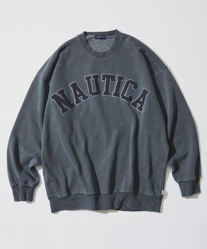 NTA-S16 (Nautica pigment dyed arch logo crewneck sweatshirt navy) 62698696