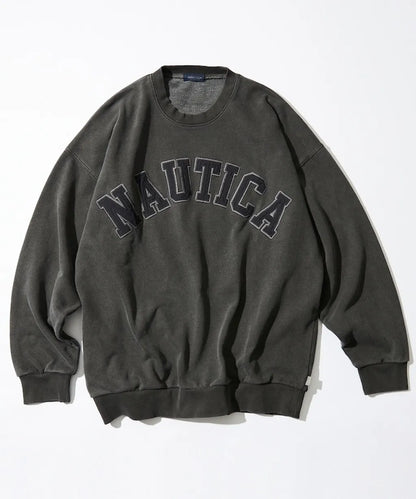 NTA-R16 (Nautica pigment dyed arch logo crewneck sweatshirt charcoal) 62698696
