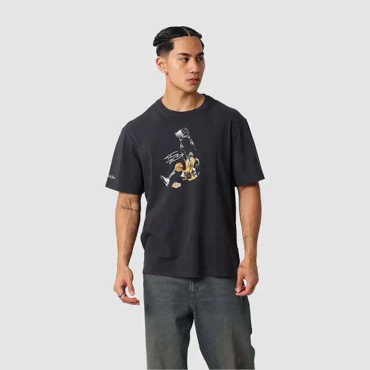 MNA-Z50 (Mitchell & ness NBA dunk tee los angeles lakers shaquille o'neal washed black) 42693043