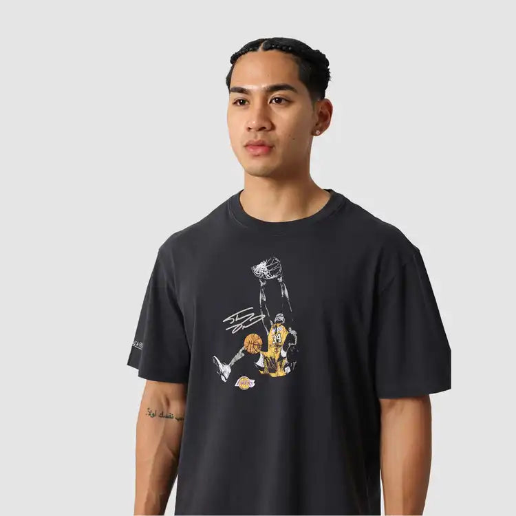 MNA-Z50 (Mitchell & ness NBA dunk tee los angeles lakers shaquille o'neal washed black) 42693043