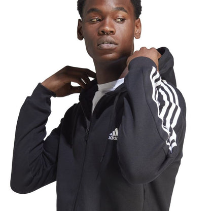 AA-L21 (Adidas essentials 3-stripes full zip hoodie black/white) 82394329 ADIDAS