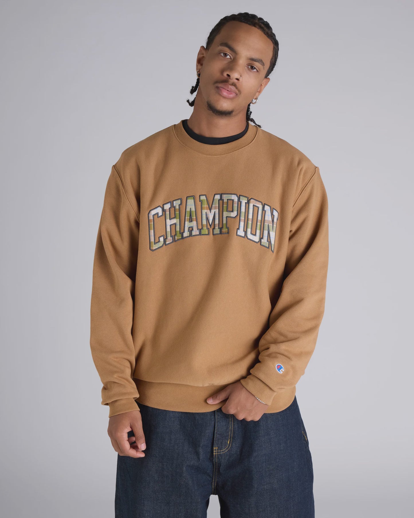 CA-L14 (Champion reverse weave patch gfx crew briefly brown) 82595217