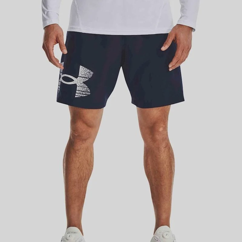 UAA-A13 (Under armour mens woven graphic shorts midnight navy/white) 72492373