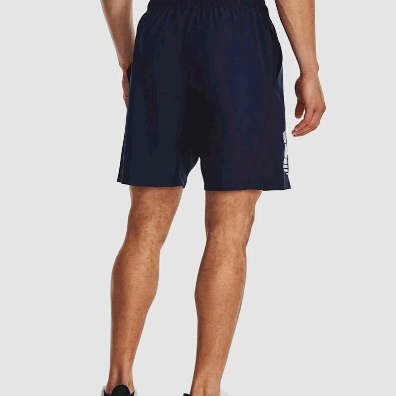 UAA-A13 (Under armour mens woven graphic shorts midnight navy/white) 72492373