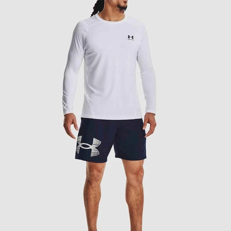 UAA-A13 (Under armour mens woven graphic shorts midnight navy/white) 72492373