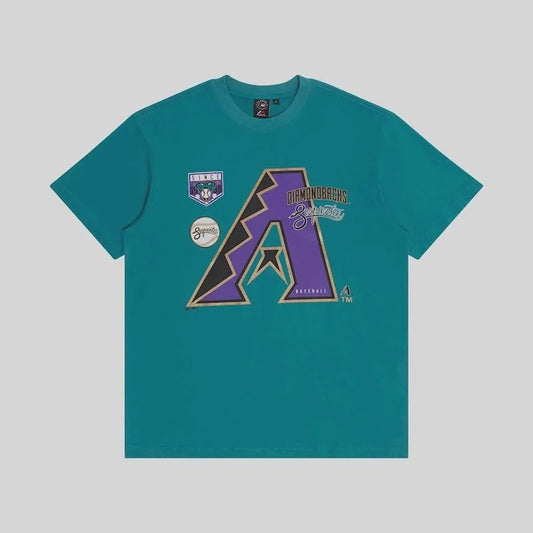 MJA-K14 (Majestic logo patch tee diamond backs dark teal) 32592391