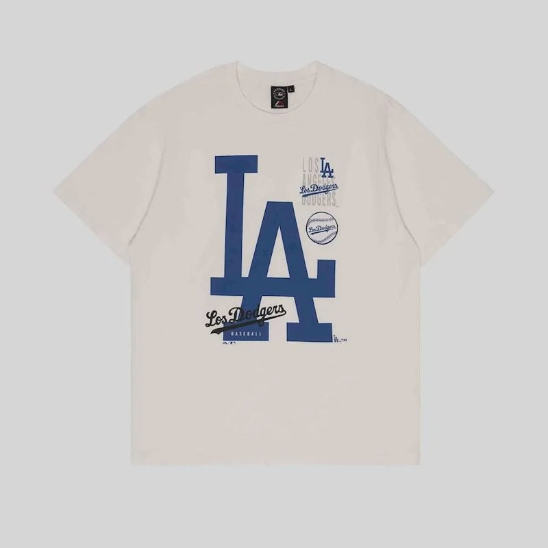MJA-L14 (Majestic logo patch tee dodgers vintage white) 32592391