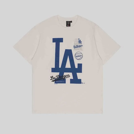 MJA-L14 (Majestic logo patch tee dodgers vintage white) 32592391