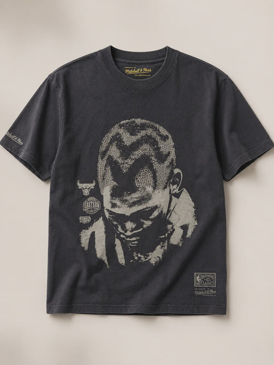 MNA-W51 (Mitchell & ness studded tips rodman t-shirt washed black) 72693913