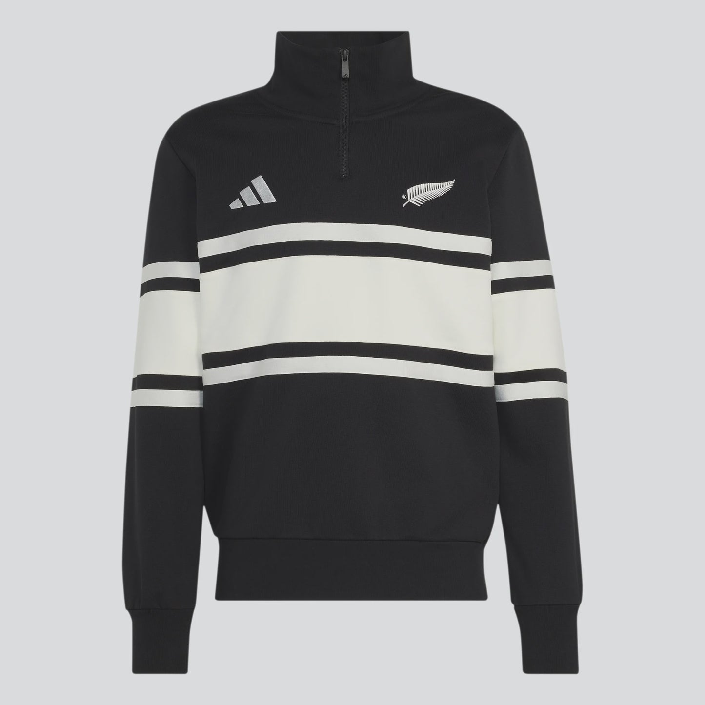 AA-E32 (Adidas all blacks leisurewear quarter-zip top black/off white) 526981863