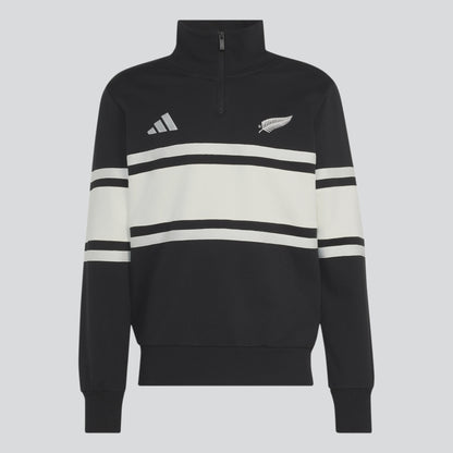 AA-E32 (Adidas all blacks leisurewear quarter-zip top black/off white) 526981863