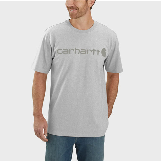 CHA-K9 (Carhartt dearborn relaxed fit heavy weight logo t-shirt heather grey/grey) 82692975