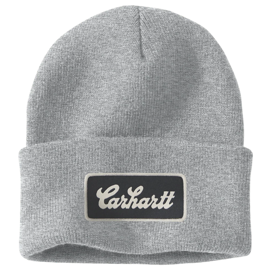 CHA-X8 (Carhartt knit cuffed script patch beanie heather grey) 102592520