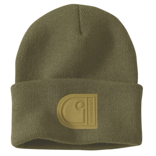 CHA-Z8 (Carhartt knit cuffed C patch beanie dark bronzed green) 102592520