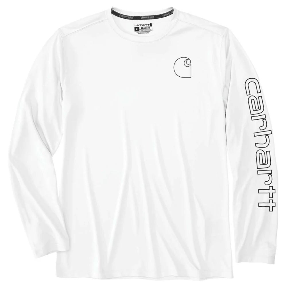 CHA-B8 (Carhartt mens force sun defender lightweight long-sleeve logo graphic t-shirt white) 72593990