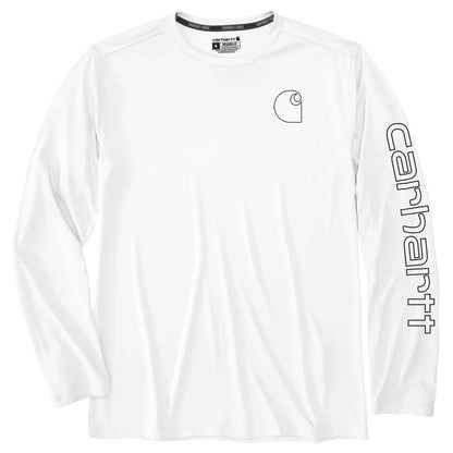 CHA-B8 (Carhartt mens force sun defender lightweight long-sleeve logo graphic t-shirt white) 72593990
